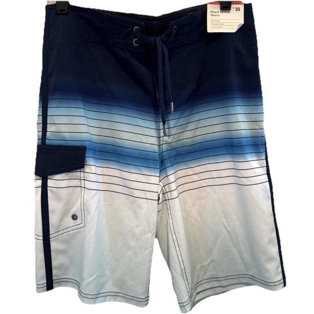 Goodfellow & Co Mens Multicolor Striped Drawstring Swim‎ Board Shorts Sz 30 NWT
